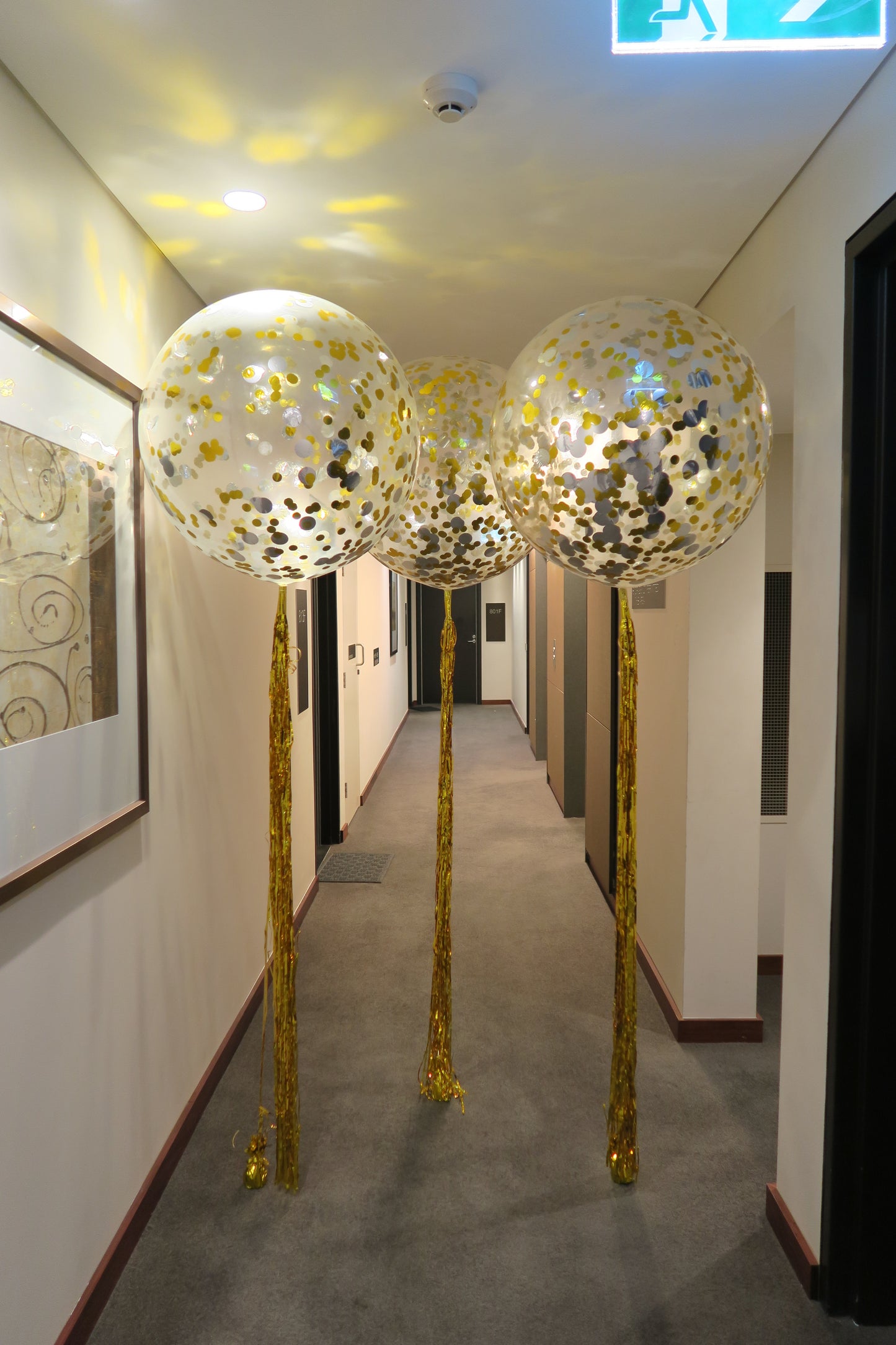3 of 3ft clear gold and silver confetti balloon
