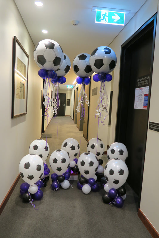 Soccerball Orbz  balloon bouquet and  table center piece