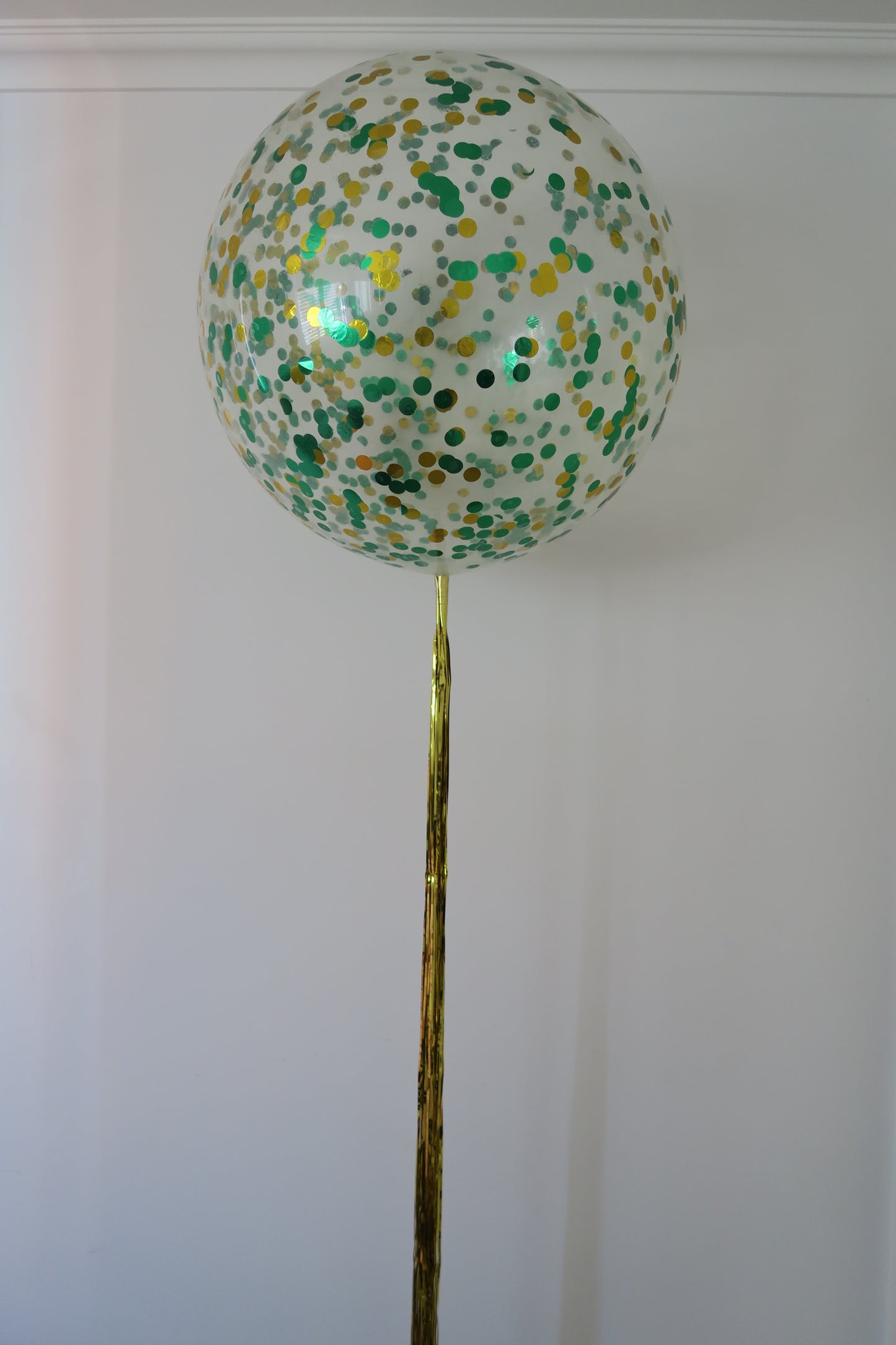 3ft clear green and gold  confetti balloon