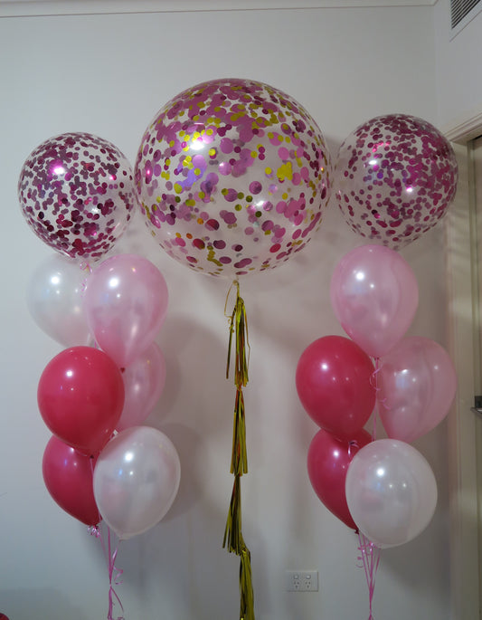 3ft Pink and gold confetti and tassel Set