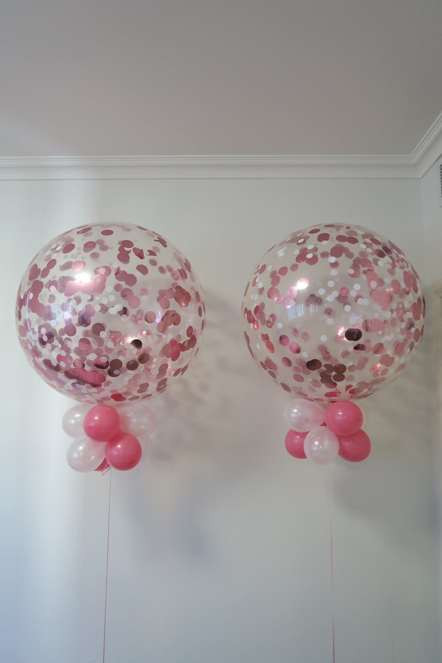 2 of 3ft pink and white confetti balloon arrangement
