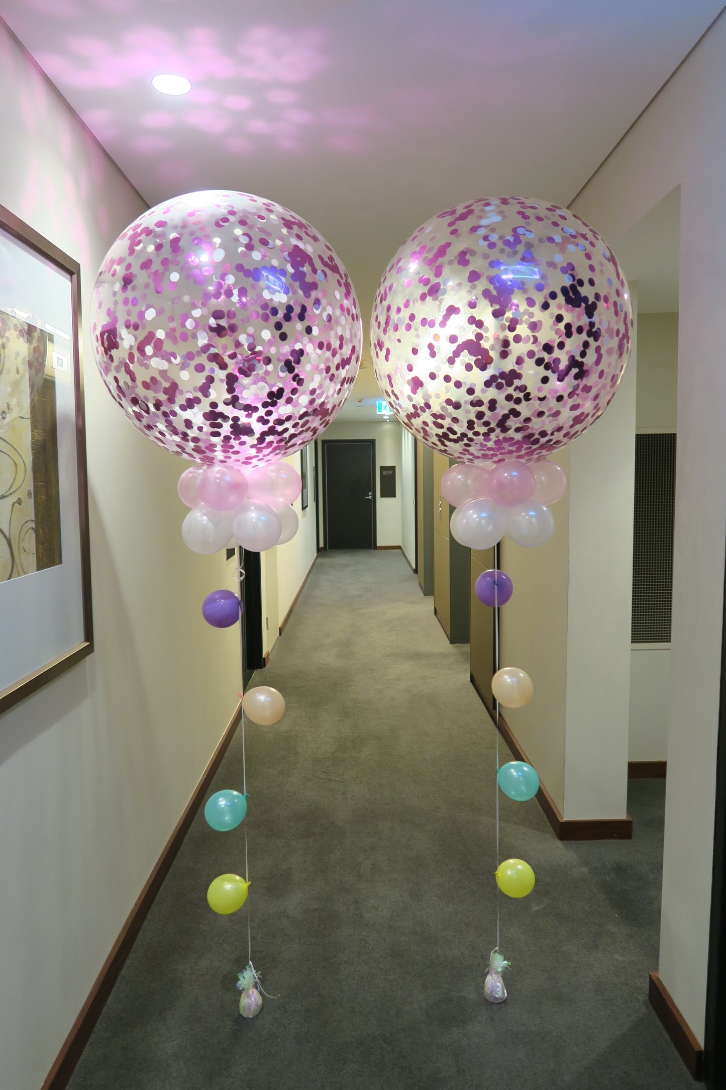 2 of 3ft pink confetti balloons