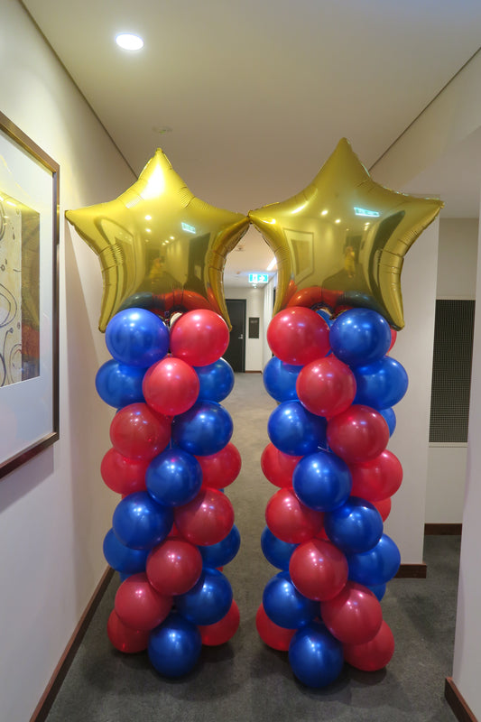 Super hero party balloon column