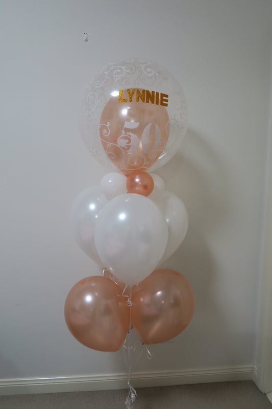 50th Personal Name helium balloon bouquet
