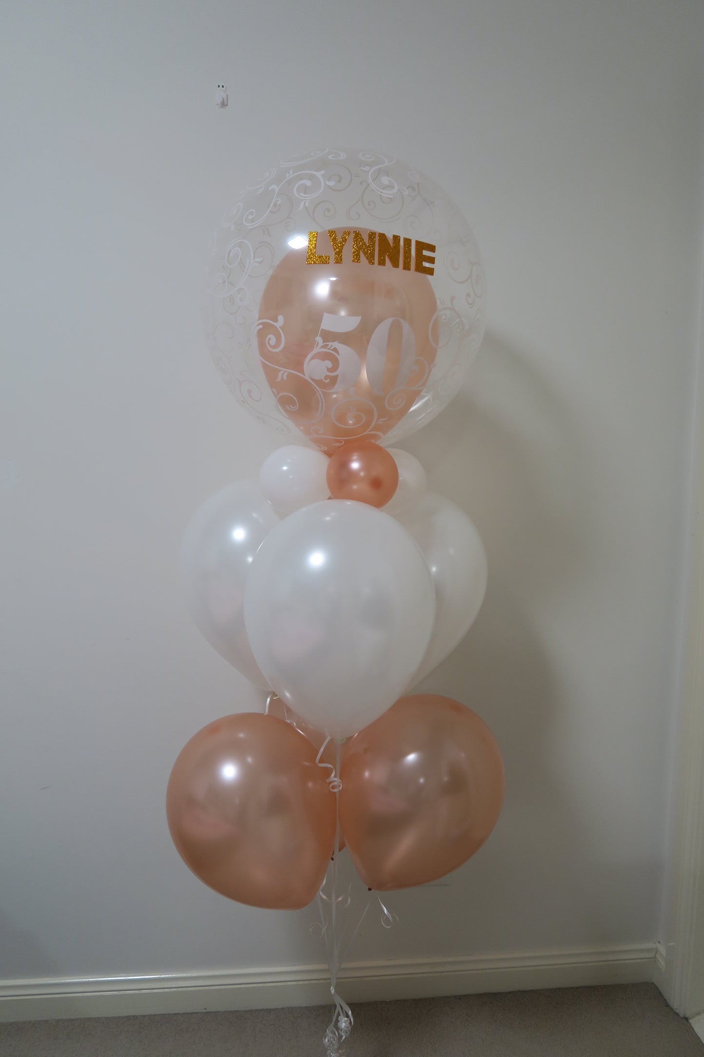 50th Personal Name helium balloon bouquet