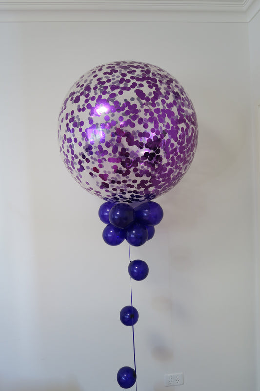3ft purple confetti round balloon