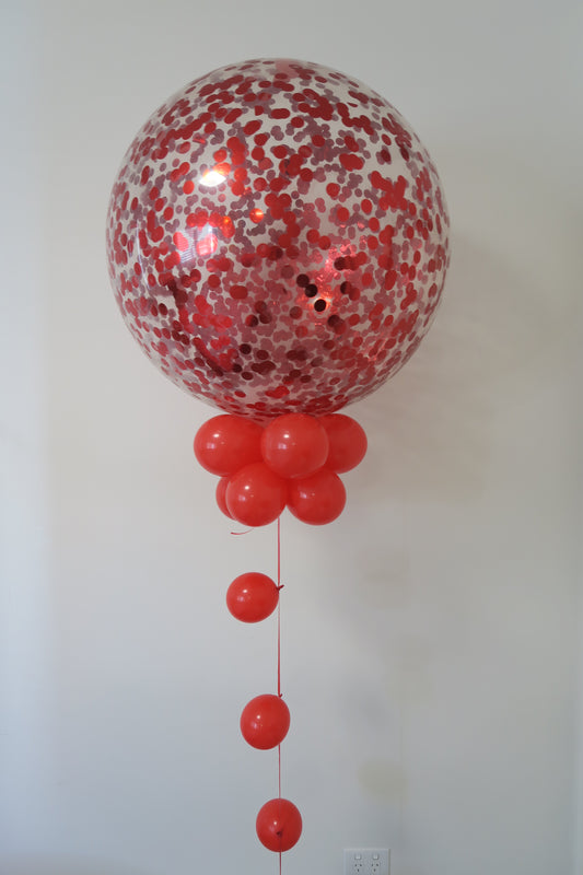 3ft red confetti round balloon