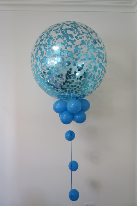 3ft Aqua Blue confetti round balloon