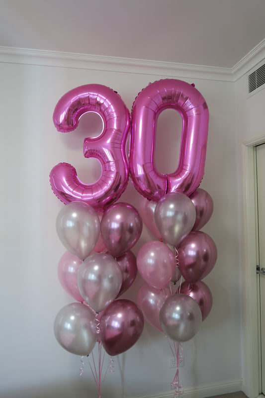 30th birthday helium balloon bouquet
