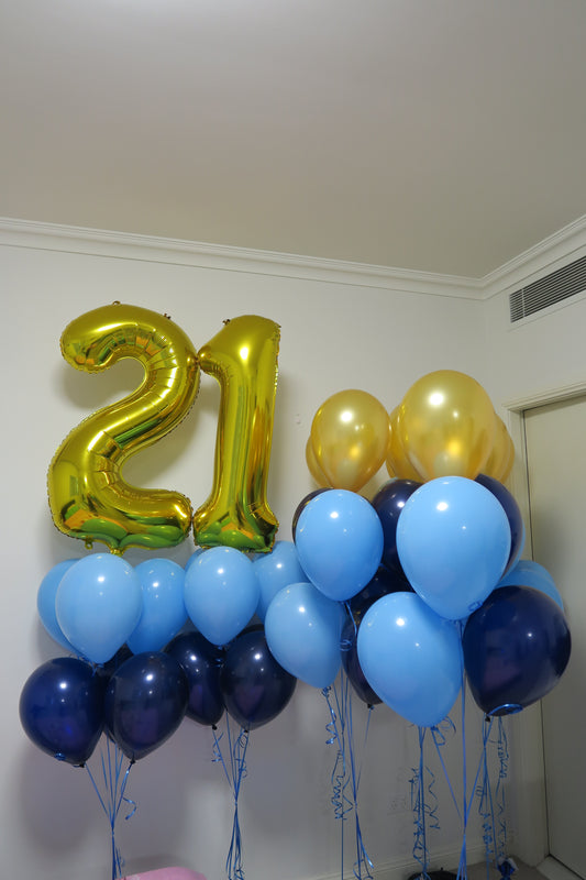 21st Birthday helium balloon bouquet