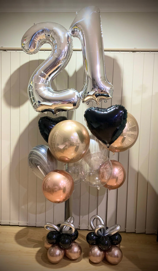 21st Foil Shape  Helium Balloon Bouquet