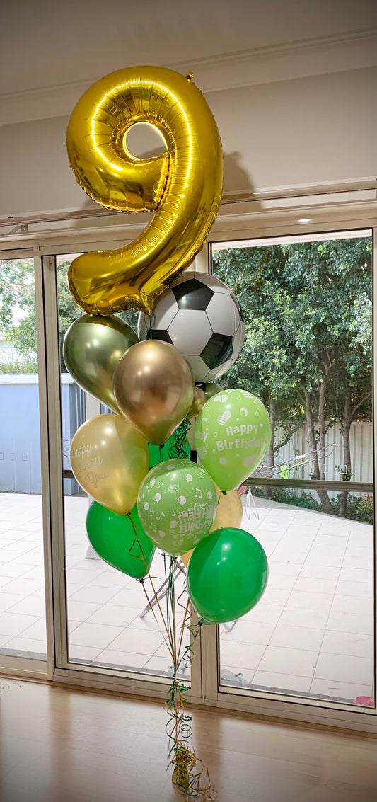 9th Foil Shape & Soccers Balloon Bouquets