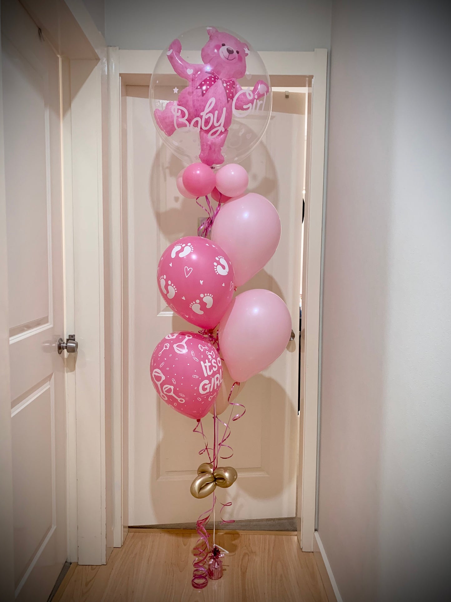 Baby Girl  Balloon Bouquets Set Up