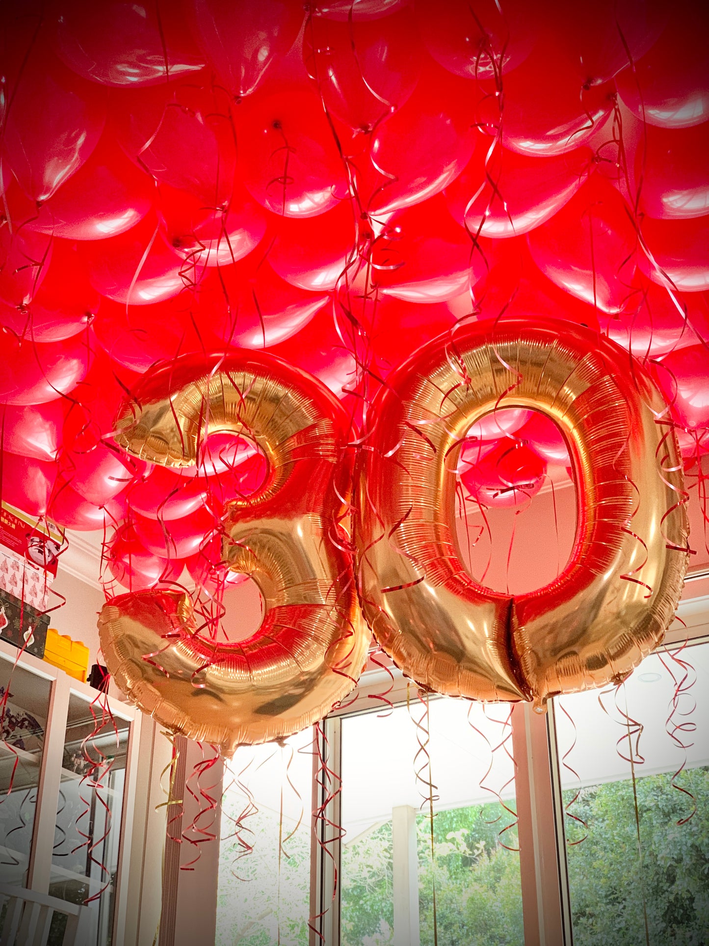 30th Birthday Balloon Bouquets Set Up