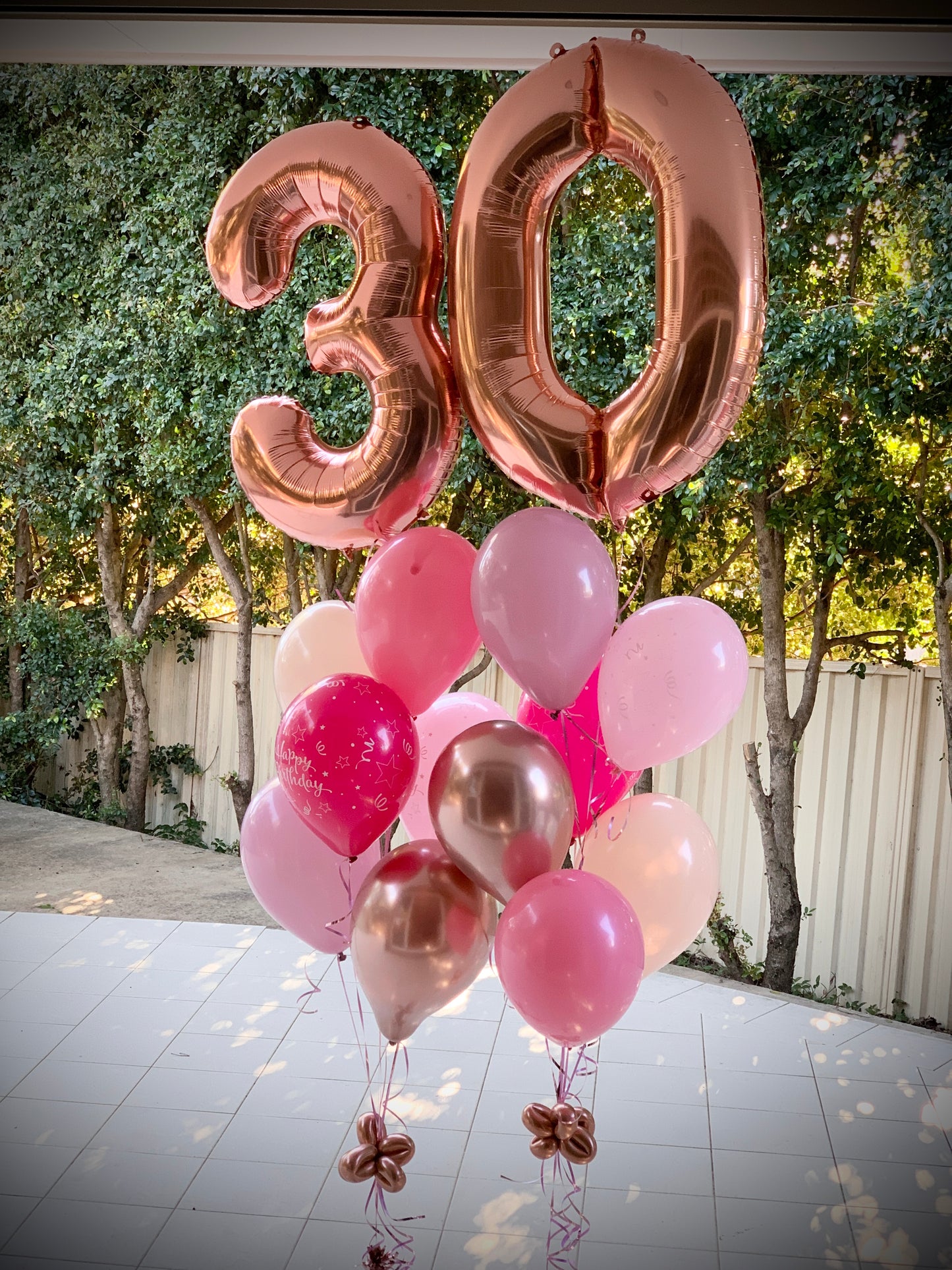 30th  Birthday Balloon Bouquets Set Up