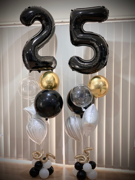 25th Birthday Balloon Bouquets Set Up