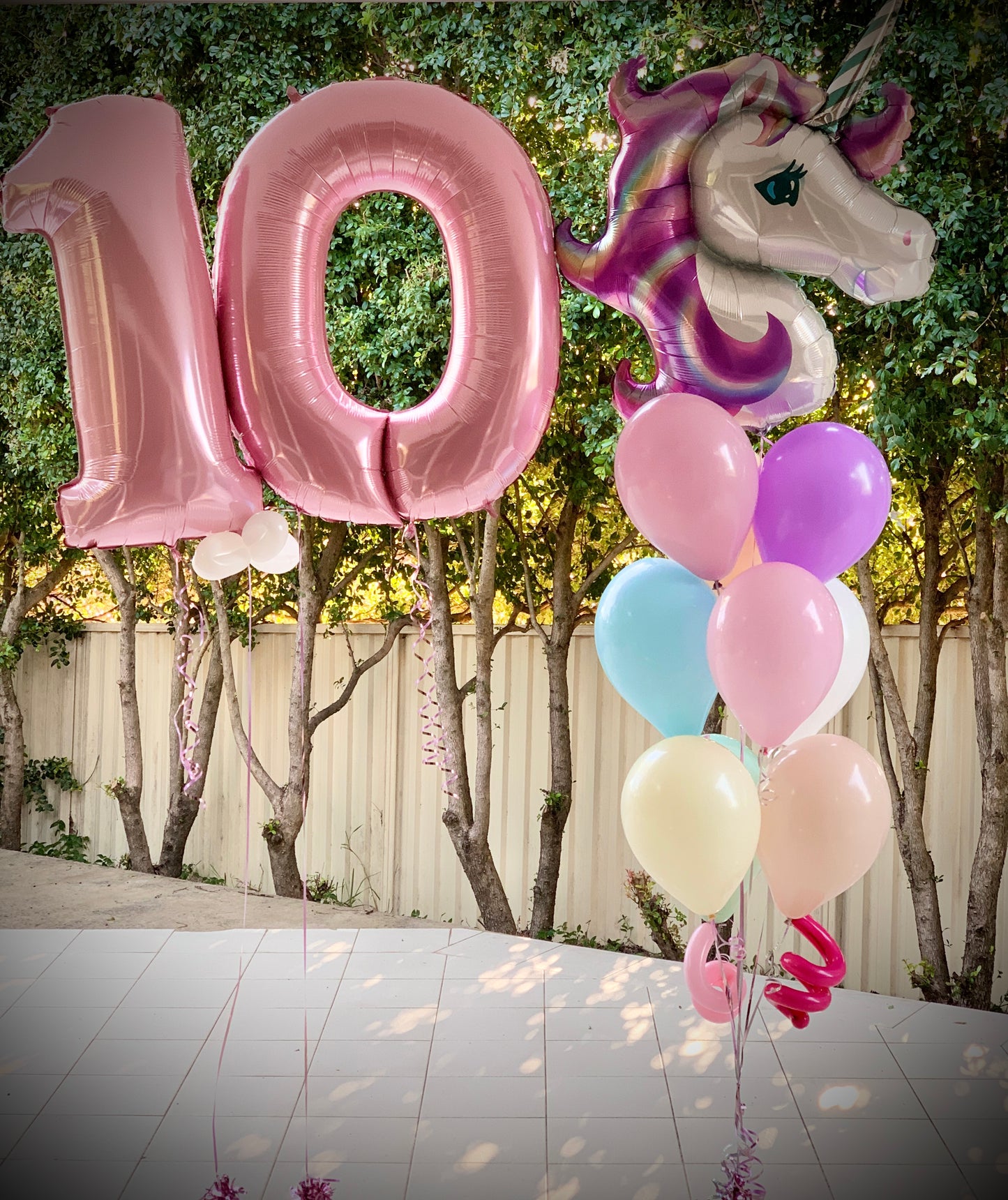10th Unicorn Balloon Bouquets Set Up