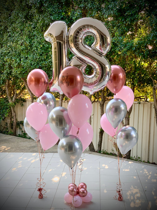 18th Foil Shape Helium Balloon Bouquets