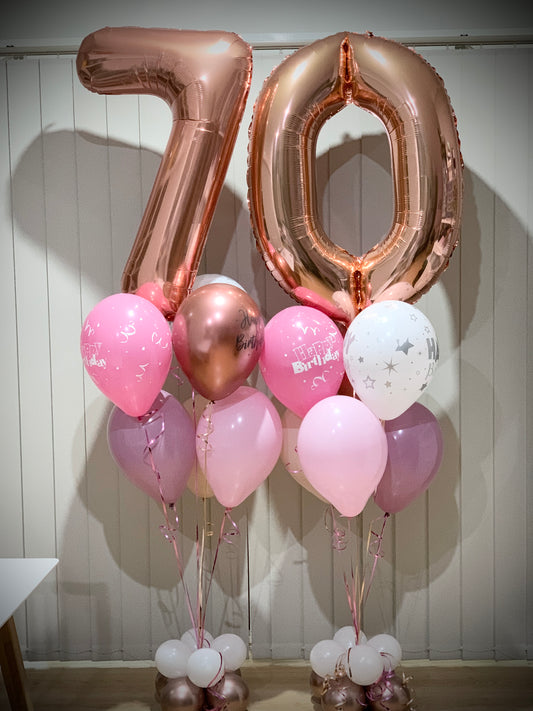 70th Foil Shape Helium Balloon Bouquets
