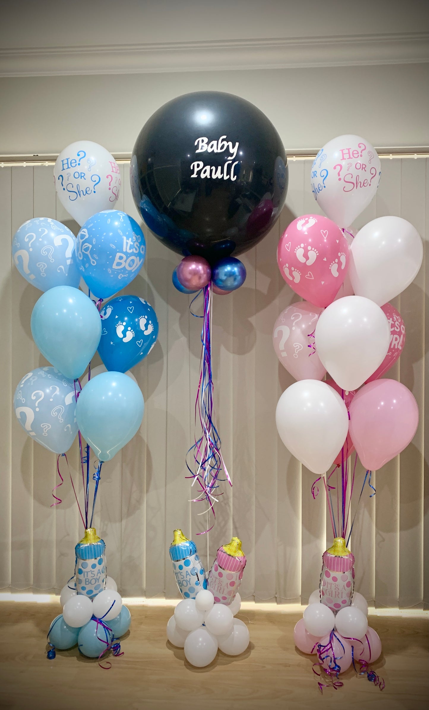 Personalize Gender Reveal Helium Balloon Set Up