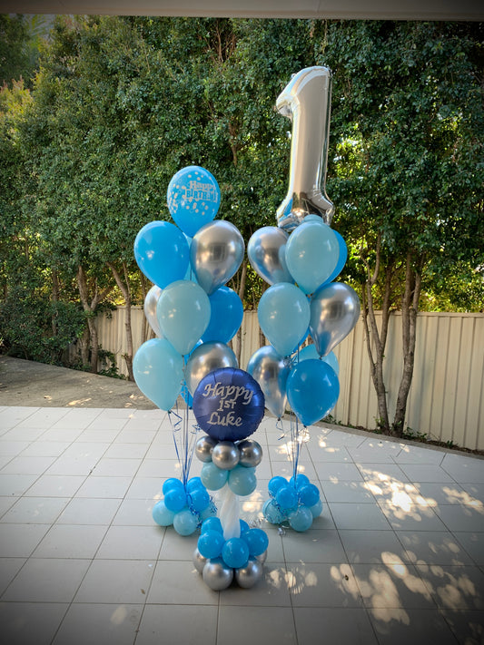 1st Birthday Helium Balloon Set Up
