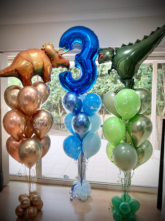3rd Dinosaurs Birthday Helium Balloon Bouquets