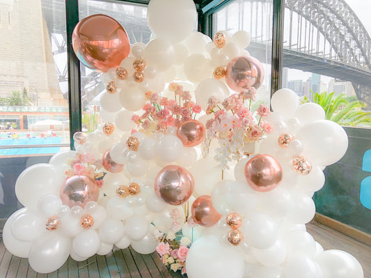 Organic Balloon Garland Backdrop " Brenda Suprise Birthday party "