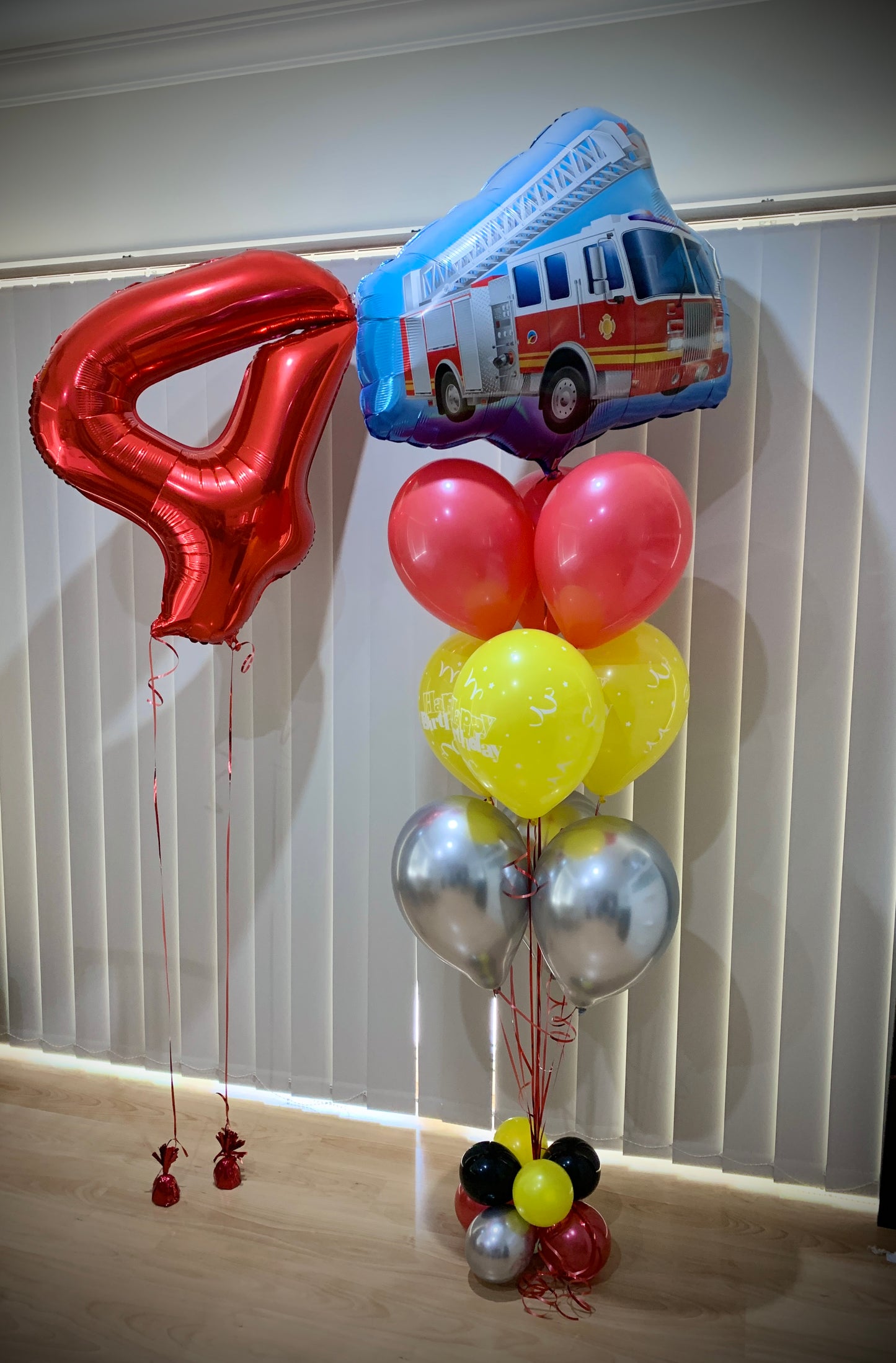 4th Fire Engine Helium Balloons Bouquets