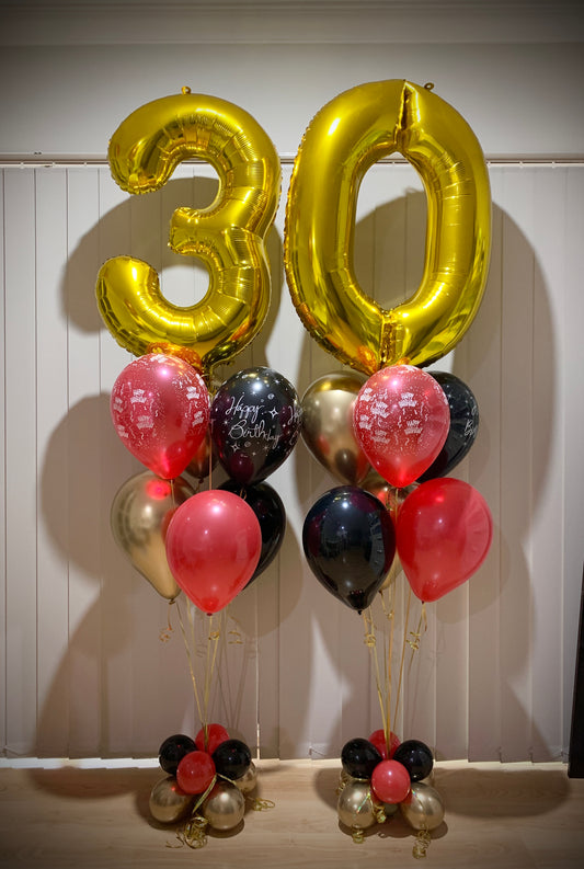 30th Foil Shape Helium Bouquets