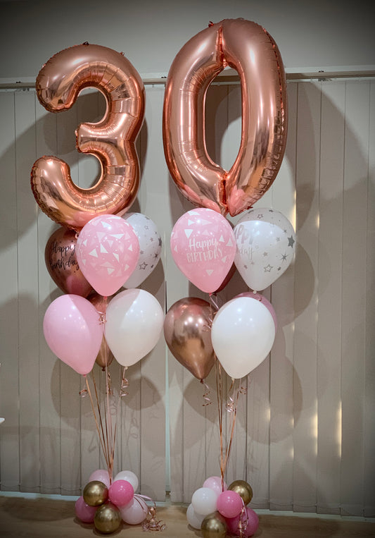 30th Foil Shape Helium Balloons Bouquets