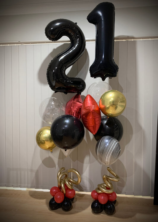 21st Foil Shape Helium Bouquets