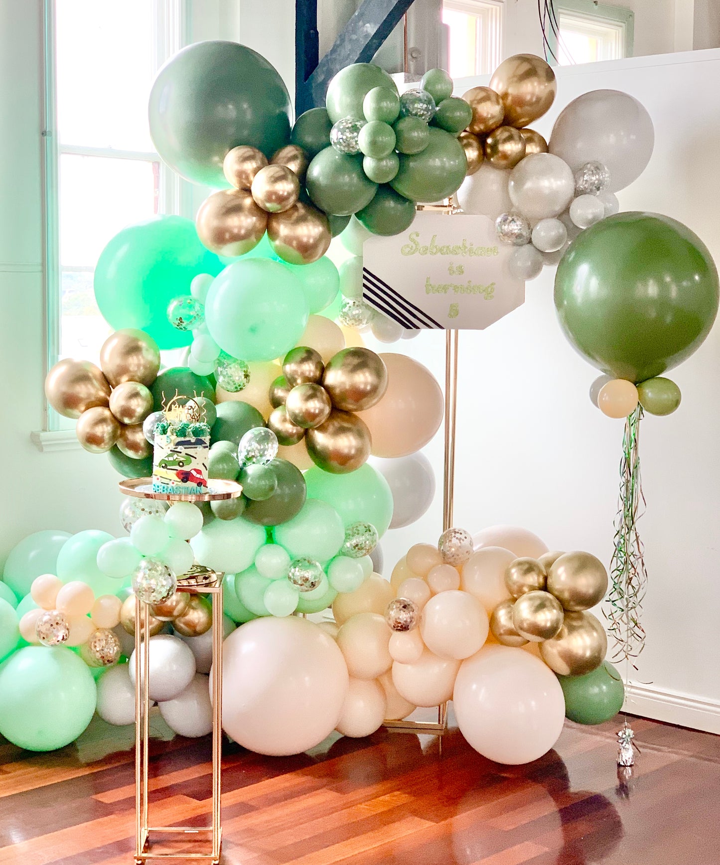 Sebastian’s 5th Birthday organic styling balloons garland