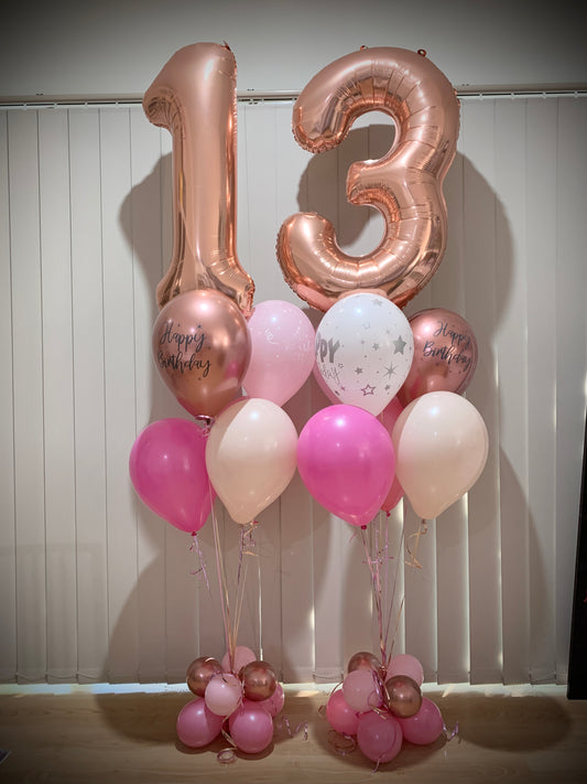 13th Foil Shape Helium Balloons Bouquet