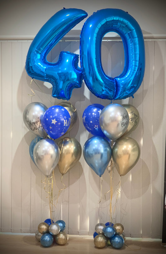 40th Foil Shape Helium Balloons Bouquets