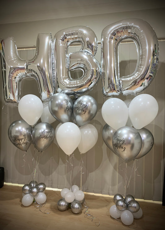 HBD Foil Shape Helium Balloons Bouquets
