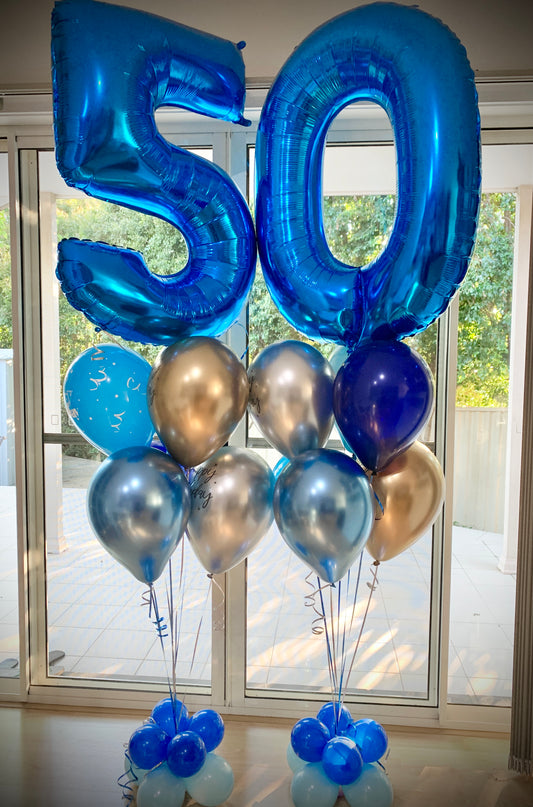50th Foil Shape Helium Balloons Bouquet