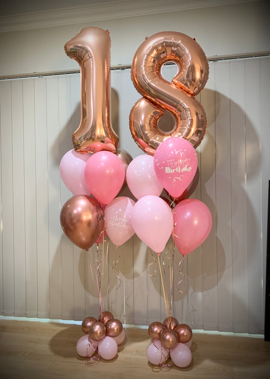 18th Foil Shape Helium Balloons Bouquets