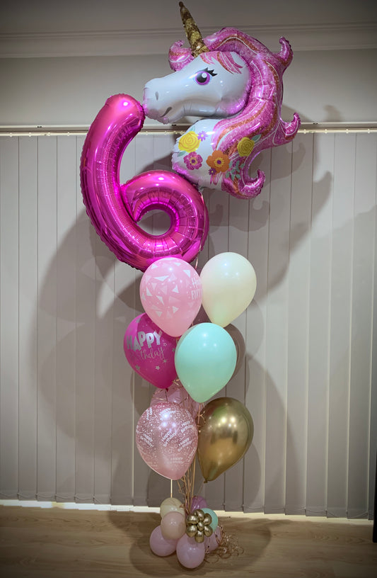 6th Unicorn Foil Helium Balloons Bouquets