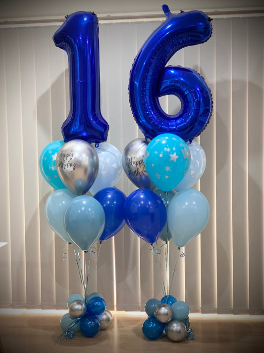 16th Foil Number Helium Balloons Bouquets