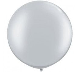3ft Silver Round Jumbo Helium Balloon Arrangement